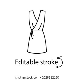 Domestic female gown outline icon. Homewear and sleepwear. Customizable linear contour symbol. Editable stroke. Isolated vector stock illustration
