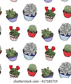 Domestic flowers seamless pattern