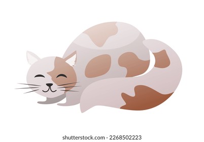 Domestic fluffy pet cat. House animal with fur, feline mammal vector cartoon illustration