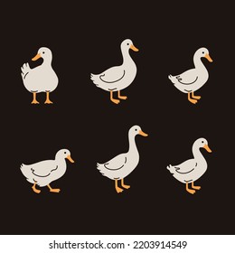 Aves domésticas. Ilustración del contorno del vector del pato.