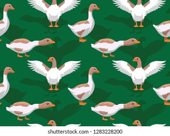 Domestic Goose Buff Cartoon Background Seamless Wallpaper