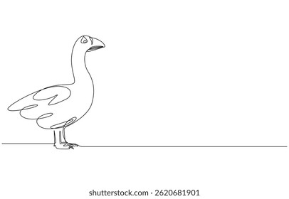 Domestic goose continuous one line drawing,Duck in continuous line art drawing style. Abstract duck walking minimalist