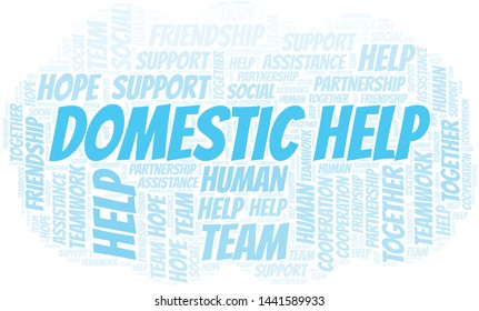 Domestic Help word cloud. Vector made with text only.