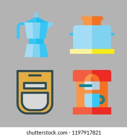 domestic icon set. vector set about toaster, oven, kettle and coffee maker icons set.
