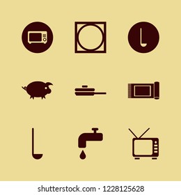 domestic icon. domestic vector icons set ladle spoon, tv, tumble dry and microwave