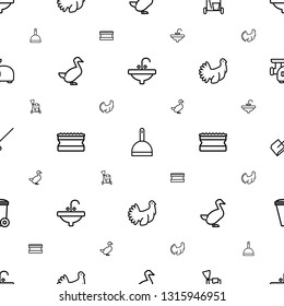 domestic icons pattern seamless white background. Included editable outline sink, dustpan, cleaning tools, goose, sponge, turkey, trash bin icons. domestic icons for web and mobile.