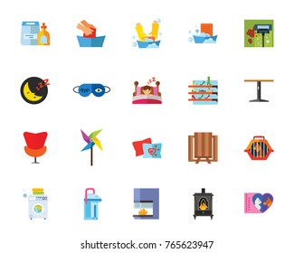 Domestic life icon set