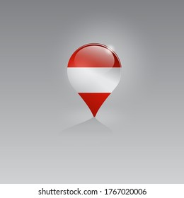 Domestic, local tourism in their own country. National flag AUSTRIA in icon. Recreation, entertainments, excursions, cruises, walks, routes in a place of residence.