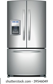 Domestic metallic refrigerator with bottom freezer