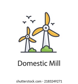 Domestic Mill vector Filled Outline Icon Design illustration on White background. EPS 10 File 