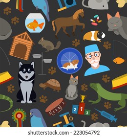 Domestic pets background. Pattern. Seamless. Vector illustration