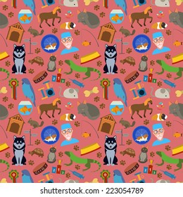 Domestic pets background. Pattern. Vector illustration