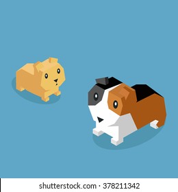 Domestic pets, guinea pig icon isometric 3d puppy animal, character.