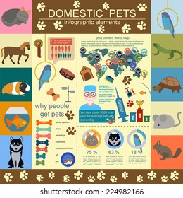 Domestic pets infographic elements, helthcare, vet. Vector illustration