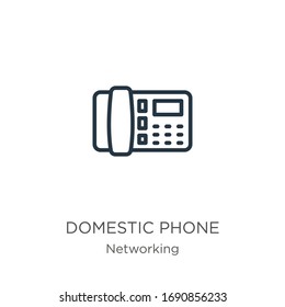 Domestic phone icon. Thin linear domestic phone outline icon isolated on white background from networking collection. Line vector sign, symbol for web and mobile