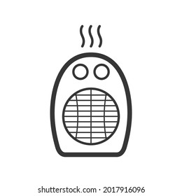 Domestic portable heater outline single isolated vector icon. Home appliances and electronics illustration on white background