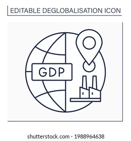 Domestic production line icon. Gross domestic product. GPD. Goods and services made in country. Deglobalisation concept. Isolated vector illustration. Editable stroke