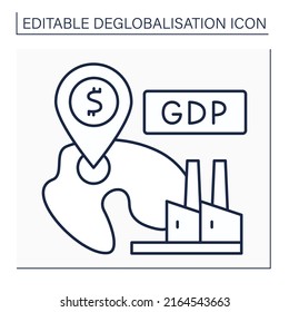 Domestic production line icon. Gross and sell domestic products only for local regions. GPD. Deglobalisation concept. Isolated vector illustration. Editable stroke