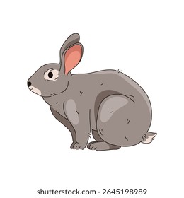 Coelho doméstico isolado ou coelho de páscoa vetor. Madeira ou lebre florestal. Fauna fofa de animais selvagens ou da floresta. Símbolo do elemento de cartaz festivo ou feriado de abril. Animal de estimação herbívoro com orelhas e cauda.