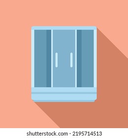 Domestic shower cabin icon flat vector. Room bath. Water interior