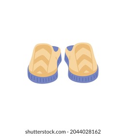 Domestic Slippers. Pair Of Cute Comfortable, Soft And Warm Family Home Footwear. Flat Cartoon Vector Illustration Isolated On A White Background.