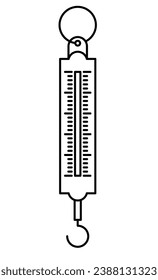 Domestic spring scale. Vector illustration. Outline icon isolated on white background. Mechanical spring scale.