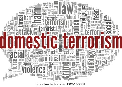 Domestic terrorism vector illustration word cloud isolated on a white background.