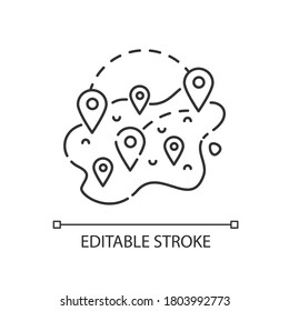 Domestic tourism pixel perfect linear icon. Traveling inside one country. Local tourism thin line customizable illustration. Contour symbol. Vector isolated outline drawing. Editable stroke