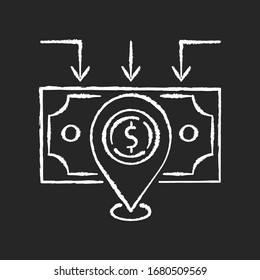 Domestic trade chalk white icon on black background. Wholesale and retail trading. Domestic market, local goods producing and selling, national manufacture. Isolated vector chalkboard illustration