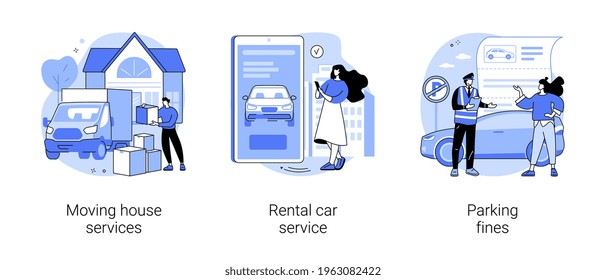 Domestic transport abstract concept vector illustrations.
