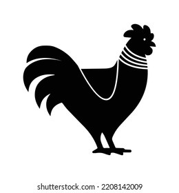 Domestic vector chicken pet icon | Black Vector illustration |
