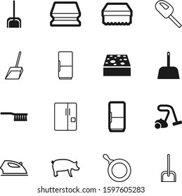 domestic vector icon set such as: cook, farm, washer, outline, piglet, fry, agriculture, frying, pictogram, hot, ham, pork, element, silhouette, pig, clothes, cloth, dress, clothing, contemporary