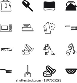 domestic vector icon set such as: graphic, chores, image, clothesline, housekeeping, animal, sweeping, button, colander, maid, rope, drying, cloth, boil, pet, shadow, microwave, indoors, kitchenware