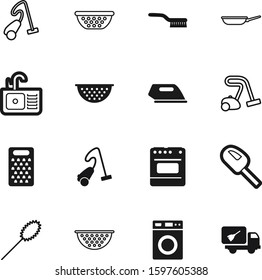 domestic vector icon set such as: vac, household, fry, stove, steam, cut, machine, scrub, duster, basin, cheese, plumbing, stainless, job, clip, soft, dinner, company, man, fetlock, maid, figure