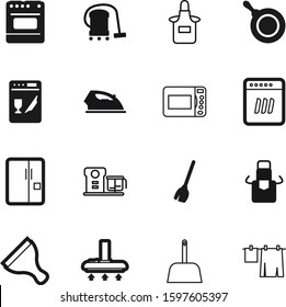 domestic vector icon set such as: old, cat, kitten, simple, microwave, box, washing, cold, rope, pan, broom, purity, indoors, silhouette, shadow, restaurant, scoop, element, nobody, contemporary