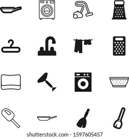 domestic vector icon set such as: mixer, strainer, cloth, electric, interior, colander, purity, bathroom, faucet, preparation, wiper, sale, wipe, simple, rope, gray, clothesline, squeegee, empty