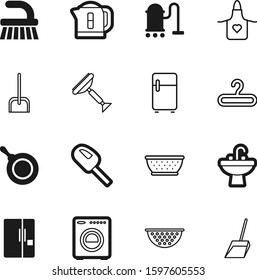 domestic vector icon set such as: mini, blank, element, protective, garment, sink, modern, thermal, wipe, iron, load, contemporary, toilet, wiper, kitchenware, dress, style, technology, women, glass