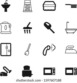 Domestic Vector Icon Set Such As: Tea, Nutrition, Outline, Sharp, Identity, Modern, Dirty, Heat, Broomstick, Old, Cloth, Clothes, Health, Shower, Steam, Stick, Stainless, Cheese, Drop, Wire, Fridge