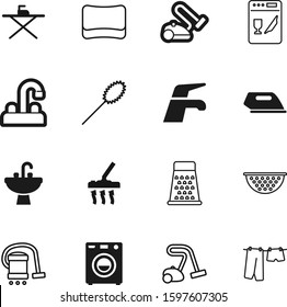 domestic vector icon set such as: housekeeping, floor, lines, shirt, cheese, culinary, plate, front, strainer, liquid, drying, nobody, carpet, bath, pasta, press, sink, cartoon, stainless, rope