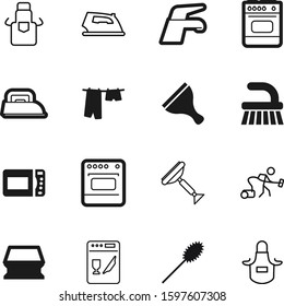 Domestic Vector Icon Set Such As: Drying, Man, Hanging, Person, Rope, Sponge, Machine, Strips, Steam, Mop, Clipart, Polish, Retro, Clothesline, Emblem, Cover, Faucet, Pad, Preparation, Dish, Outline