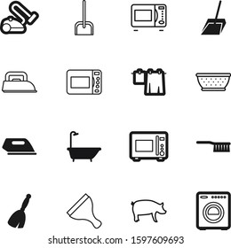 domestic vector icon set such as: tap, preparation, glass, faucet, floor, wet, dress, piggy, window, fetlock, element, load, vacuum, clothesline, art, bath, collection, plumbing, front, device