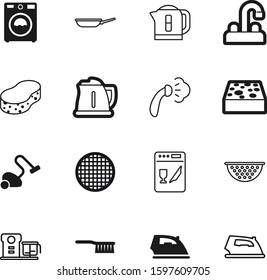 domestic vector icon set such as: dinner, hoover, cartoon, faucet, wire, steel, pasta, meal, tap, emblem, pan, device, cuisine, nobody, dishware, processor, restaurant, washing, washer, sifting