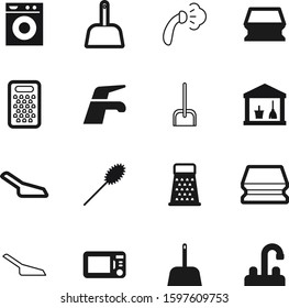 domestic vector icon set such as: inside, press, button, dryer, utility, appliance, gray, feather, dinner, duster, dust, brush, dress, image, microwave, electric, clear, smooth, doodle, hot