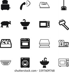 domestic vector icon set such as: smoothing, bake, colander, metal, toast, cat, dust, drop, pet, sheep, load, stove, electronics, pasta, kitten, basin, lamb, utensil, scoop, breakfast, cloth