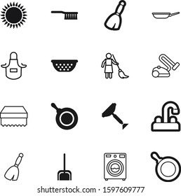 domestic vector icon set such as: sweep, cleanup, stove, soap, kitten, machine, technology, scoop, strainer, website, fetlock, garment, art, washing, girl, plastic, sponge, chef, strips, electrical