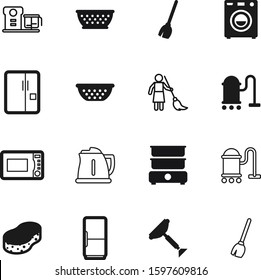 domestic vector icon set such as: thermal, modern, boil, machine, girl, soap, clothes, element, sponge, housemaid, glass, squeegee, drink, front, image, oven, pictogram, wiper, kitchenware, kettle