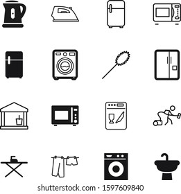 domestic vector icon set such as: drying, retro, bath, furniture, modern, power, breakfast, soft, people, tap, job, clothesline, tea, life, boil, man, worker, simple, heat, logo, structure, concept