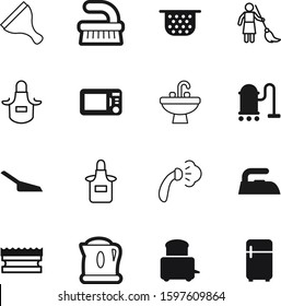 domestic vector icon set such as: sweep, nutrition, health, bread, website, plastic, microwave, power, pet, ice, laundry, maid, wet, litter, women, wire, chores, drink, pasta, oven, electronics
