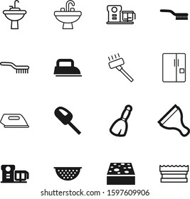 Domestic Vector Icon Set Such As: Purity, Window, Clear, Steel, Dish, Hoover, Pad, Ice, Soap, Squeegee, Worker, Blue, Washer, Cool, Kitchenware, Wipe, Basin, Color, Scraper, Cleanup, Colander