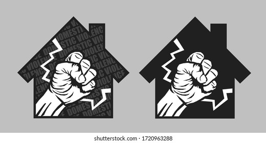 Domestic violence and abuse - aggression, attack and violent assault in the family house - abusive power used by dominant partner.  vector illustration.